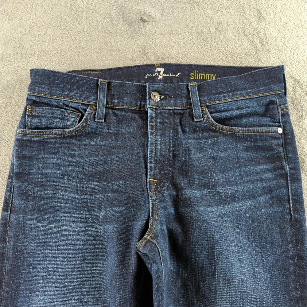 7 For All Mankind Slimmy Jeans Mens 32 Blue Dark Wash Slim Straight‎ USA